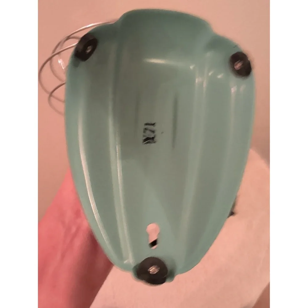 Vintage MCM ESKIMO Desk Wall Fan 081002 Aqua Turquoise Blue Bullet Back Works